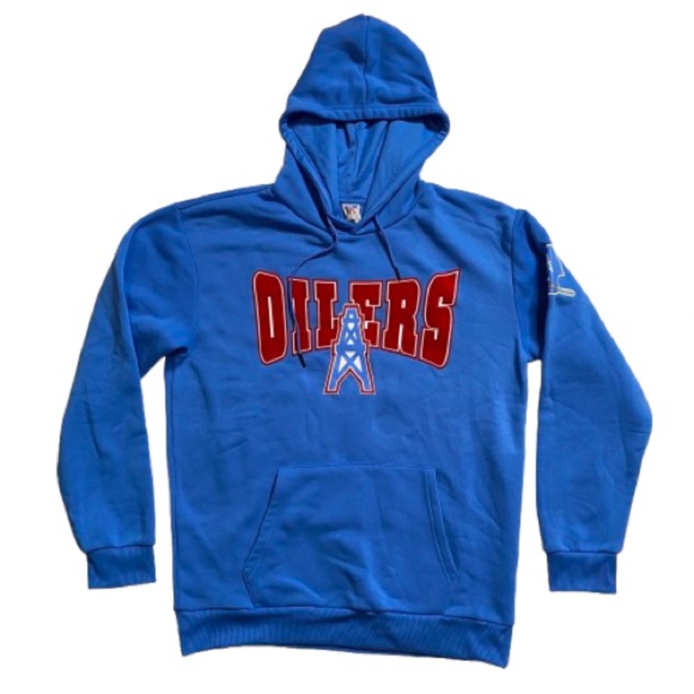 NFL Houston Oilers Men's Hoodie Size L Blue & Red Football Fan TX TN Like New
